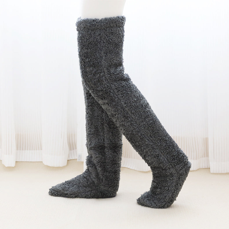 Over Knee High Fuzzy Long Socks Winter Warm Cold Leg Knee Joint