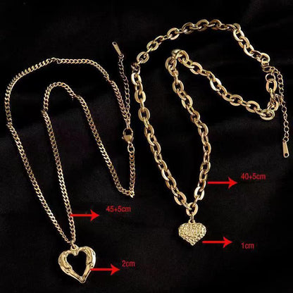 Titanium Steel Angel Wings Love Necklace Irregular Folds 2 Heart Love