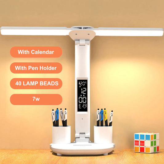 LED Desk Lamp,Multifunction Table Lamp With Calendar USB Night Light