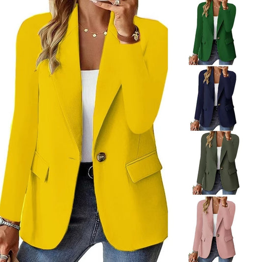 Fashion Casual Women Blazer Long-sleeved Solid Color