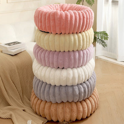 Pet Kennels Long Plush Round Cat Nest Winter Warm Dog Beds