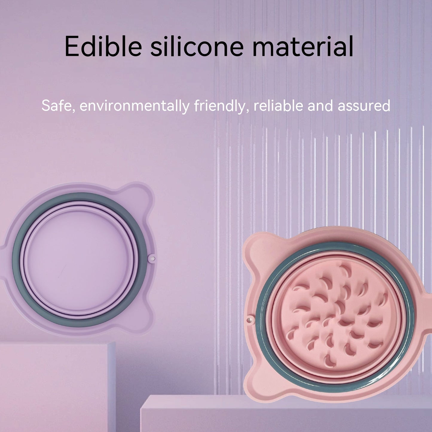 Portable Silicone Double Dog Food Bowls Foldable