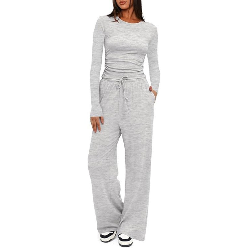 2 Pieces Women's Suit Autumn Winter Long Sleeve Tops High Waisted