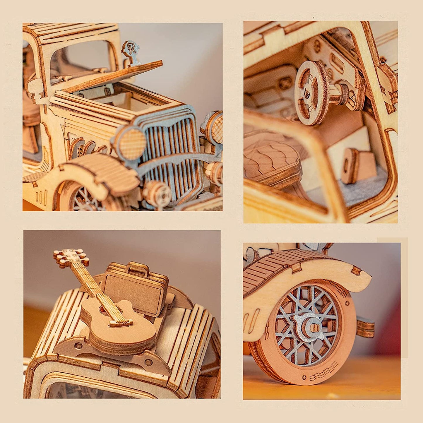Robotime Rolife Vintage Car Model 3D Wooden Puzzle Toys For Chilidren Kids