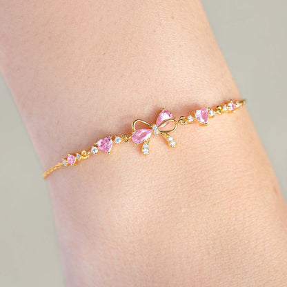 Sweet Bow Heart Rhinestone Bracelet Y2K Ins