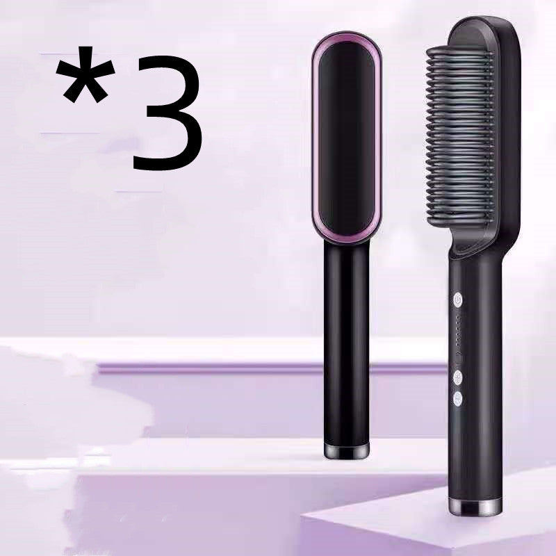 New 2 In 1 Hair Straightener Hot Comb Negative Ion Curling