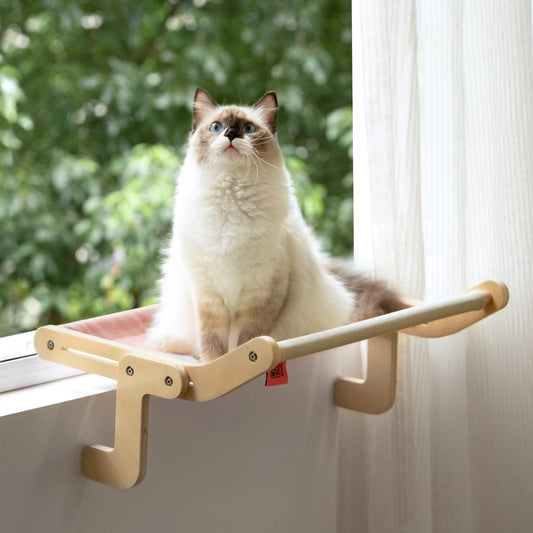 Mewoofun Pet Cat Window Perch 4 Color Wooden Assembly Hanging Bed