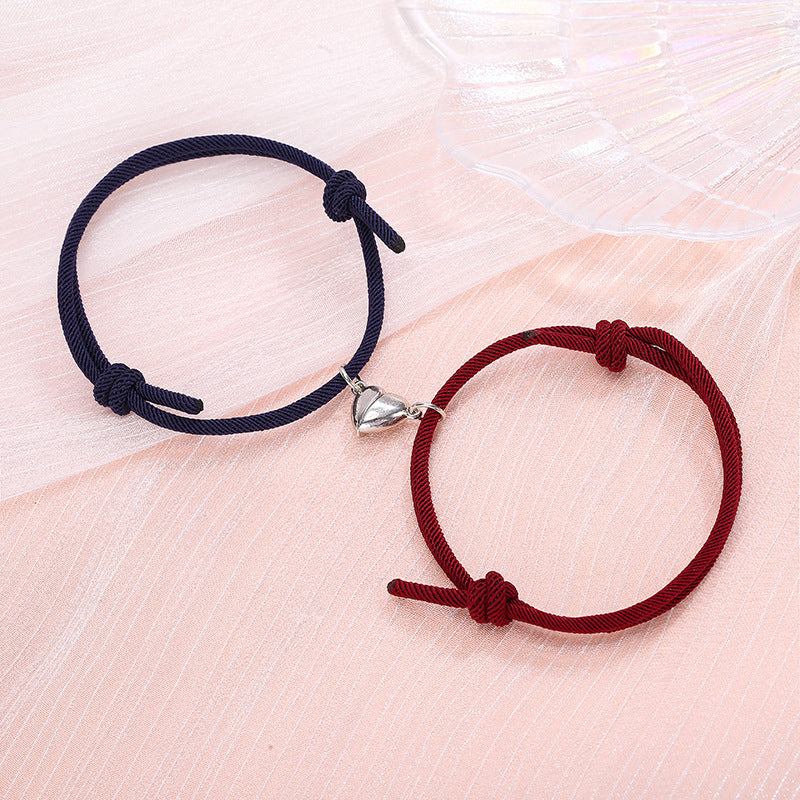 Simple Alloy Love Magnets Attracting Couple Bracelets