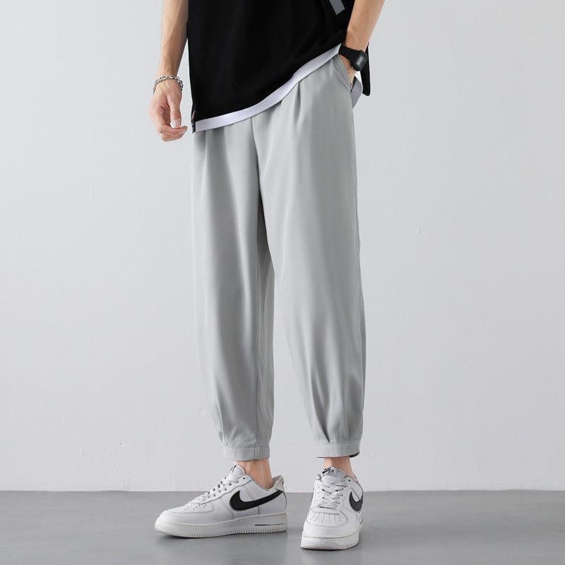 Drawstring Pants Summer Casual Ice Slik Trousers