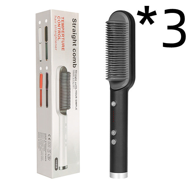 New 2 In 1 Hair Straightener Hot Comb Negative Ion Curling