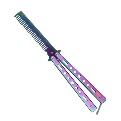 Outdoor Foldable Comb Stainless Steel Practice Training Butterfly Knife Comb