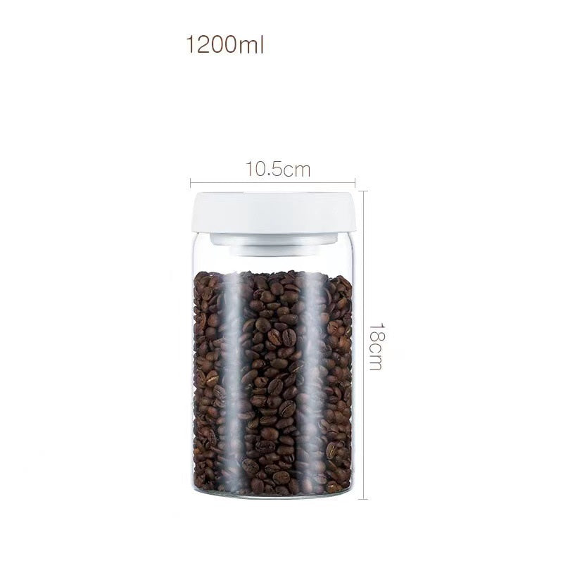 Vacuum Sealed Jug Set Black Coffee Beans Glass Airtight
