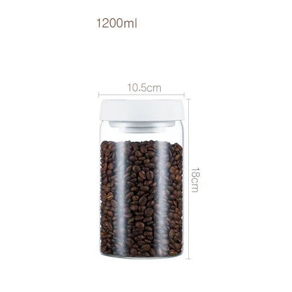 Vacuum Sealed Jug Set Black Coffee Beans Glass Airtight
