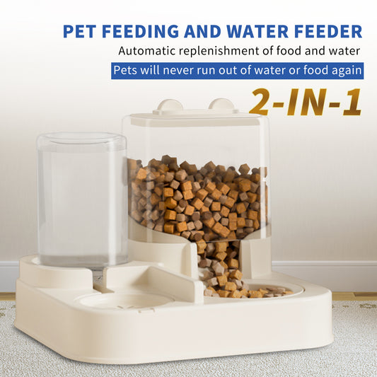 Transparent And Visible Pet Feeding And Drinking Dispenser