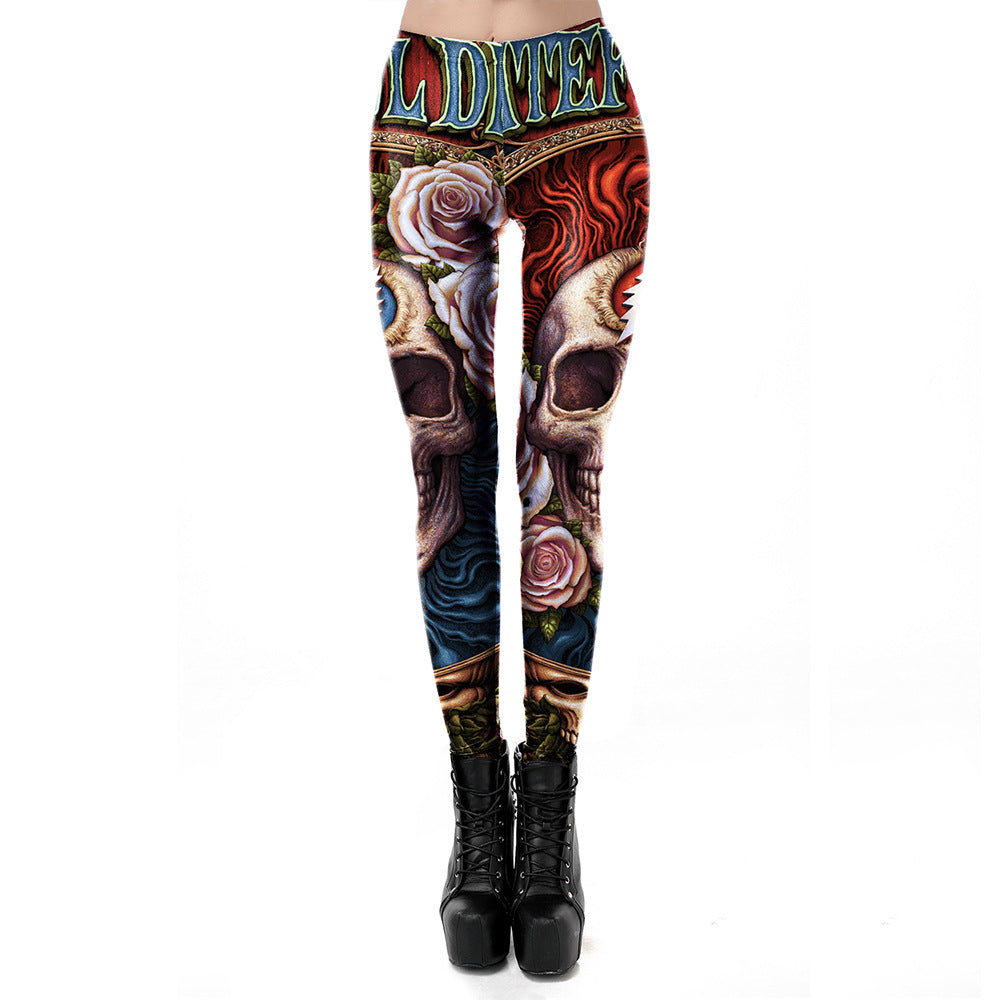 Halloween Skull Pattern Print Ladies Leggings