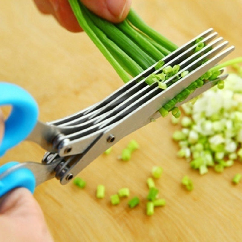 Multifunctional Multi-layer Green Onion Scissors Stainless Steel