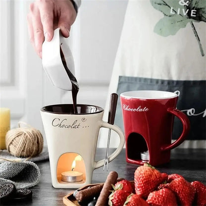 Fondue Mug Set Personal Mini Fondue Pots Melter Cup