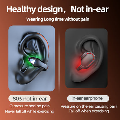 Ear Clip Bone Conduction Headphone Bluetooth 5.2 HIFI Wireless Earphone
