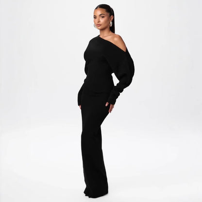 Ins Slim Long Sleeve Knitted Dress Evening Party