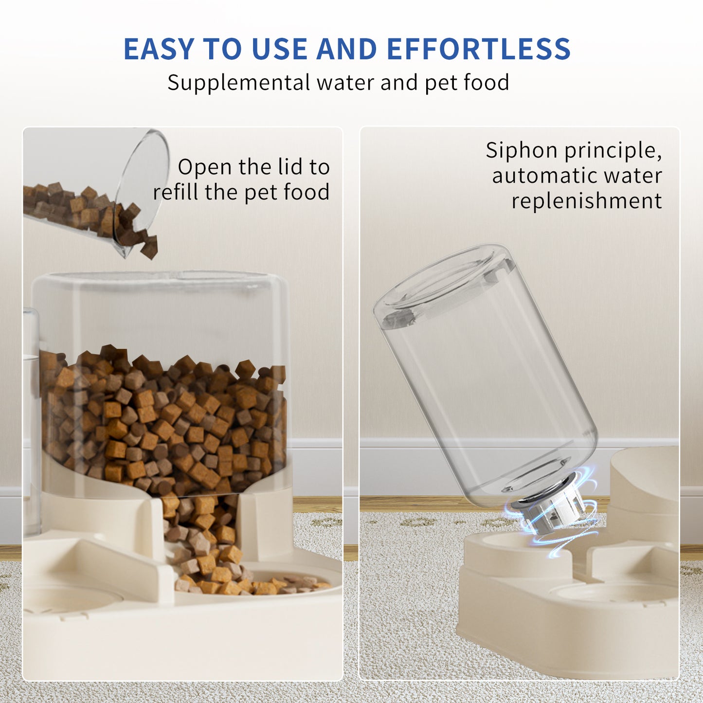 Transparent And Visible Pet Feeding And Drinking Dispenser