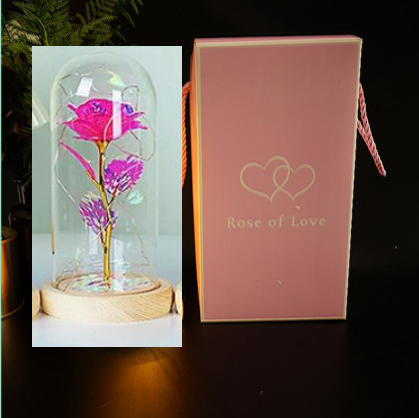 Enchanted Forever Rose Flower in Glass LED Light Christmas Decoration