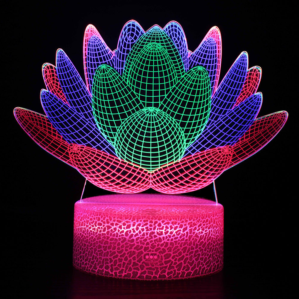 3 Acrylic Plates 3D Night Lights Touch Control Colorful LED Lamp