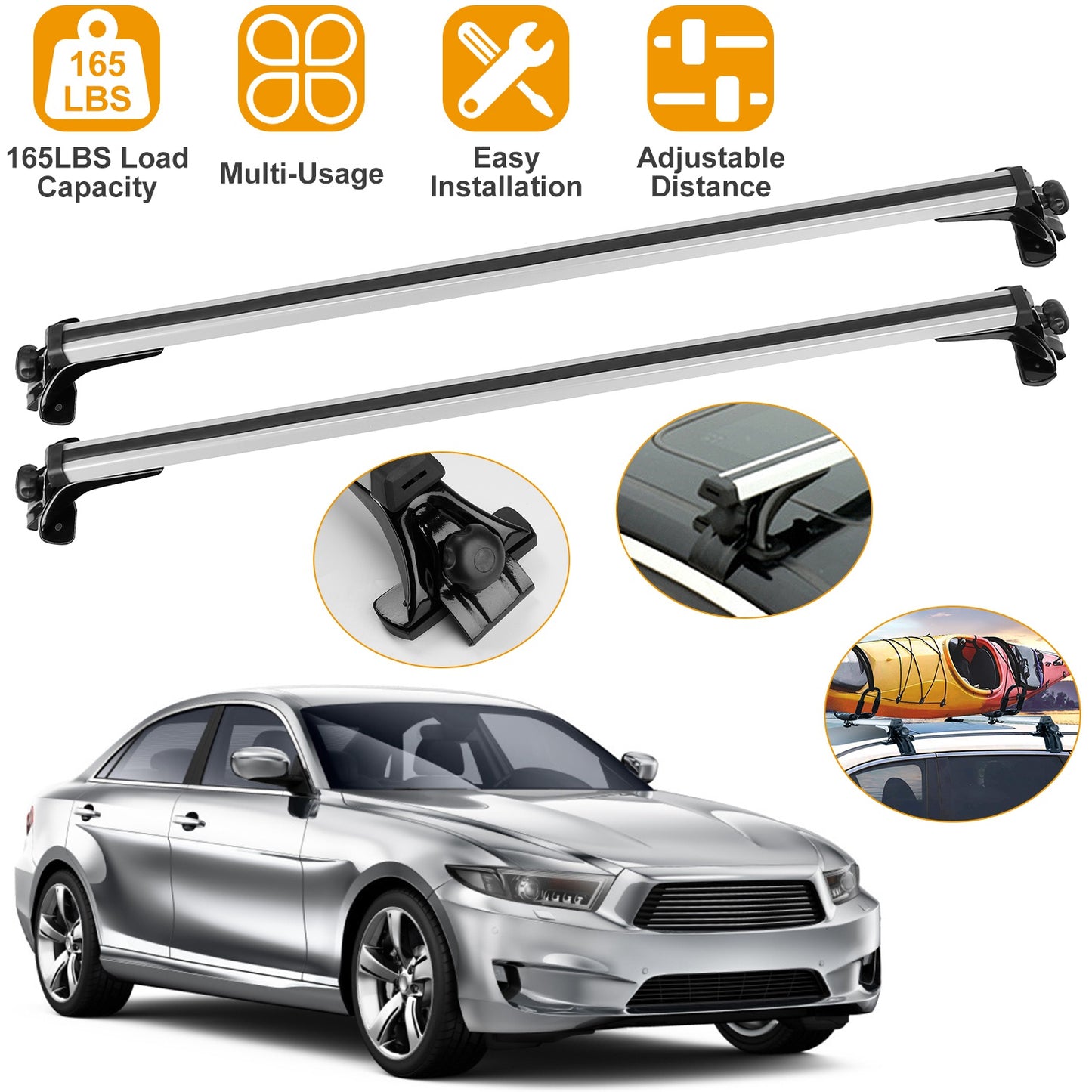 47.24in Universal Top Roof Rack Cross Bar Cargo Carrier