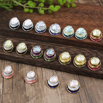 Ins Three-colored Painting Round Earrings Fashion