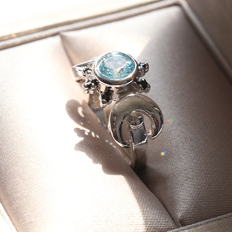 Vintage Thai Silver Moonstone Ring Ethnic Wind Diamond Ring