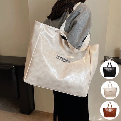 Large Capacity Tote Bag Women Fashion Versatile Solid Shoulder Bags