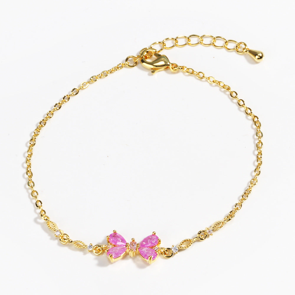 Sweet Bow Heart Rhinestone Bracelet Y2K Ins