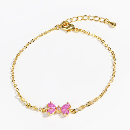 Sweet Bow Heart Rhinestone Bracelet Y2K Ins