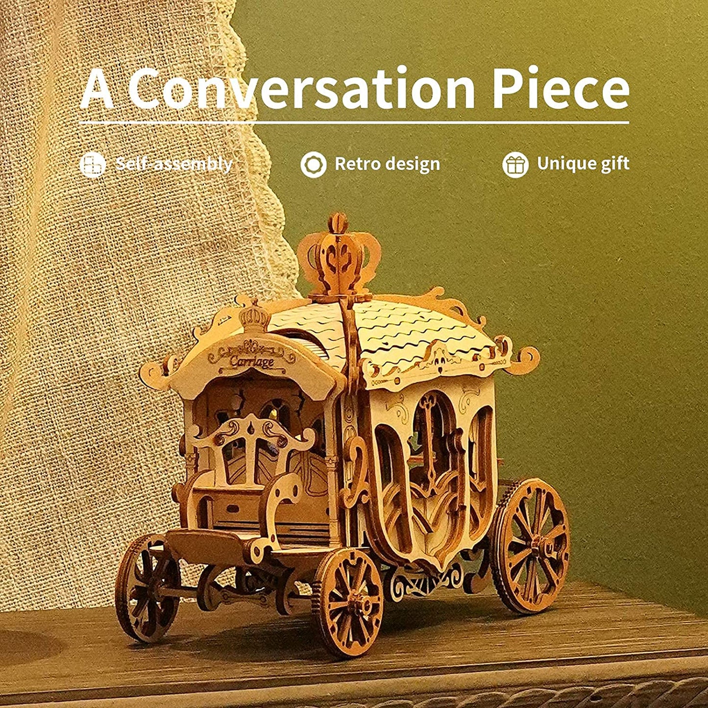 Robotime Rolife Vintage Car Model 3D Wooden Puzzle Toys For Chilidren Kids