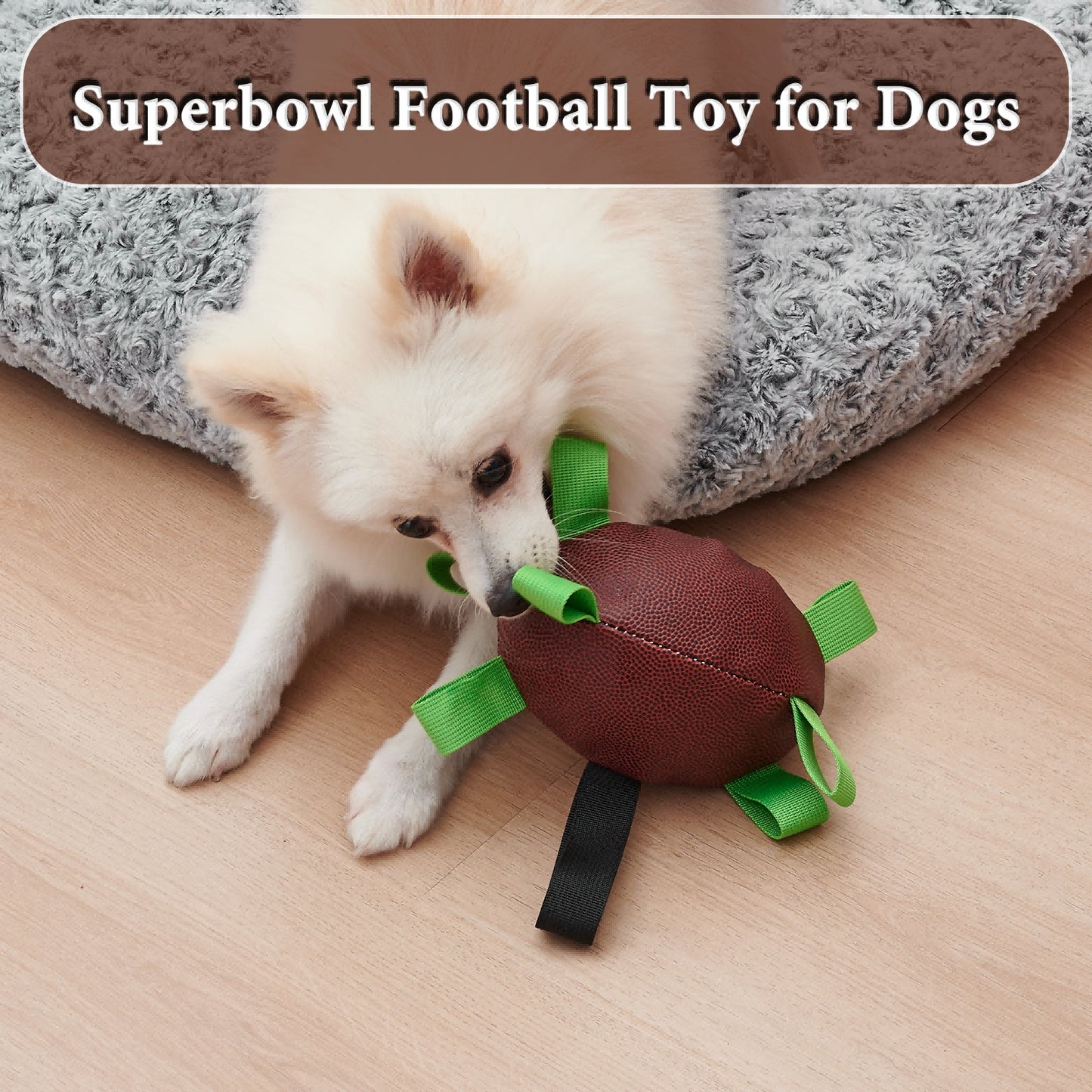 Dog Rugby Football With Strapes, Interactive Dog Toys