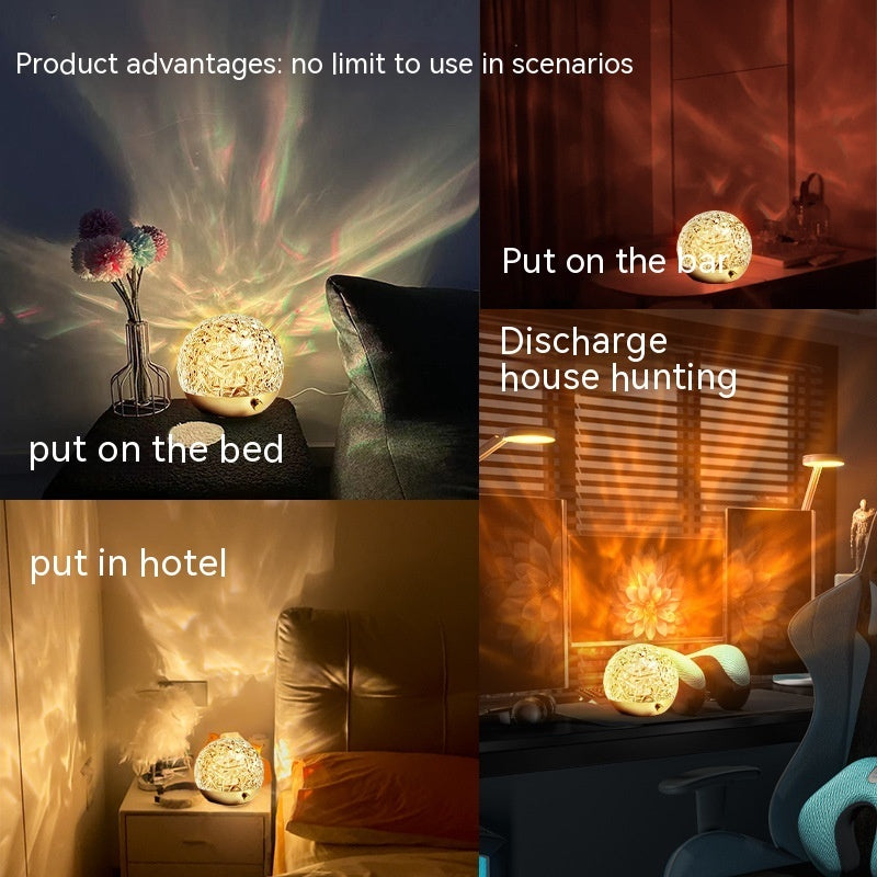 New Water Ripple Projector Night Light Crystal Mood Lamp Bedside