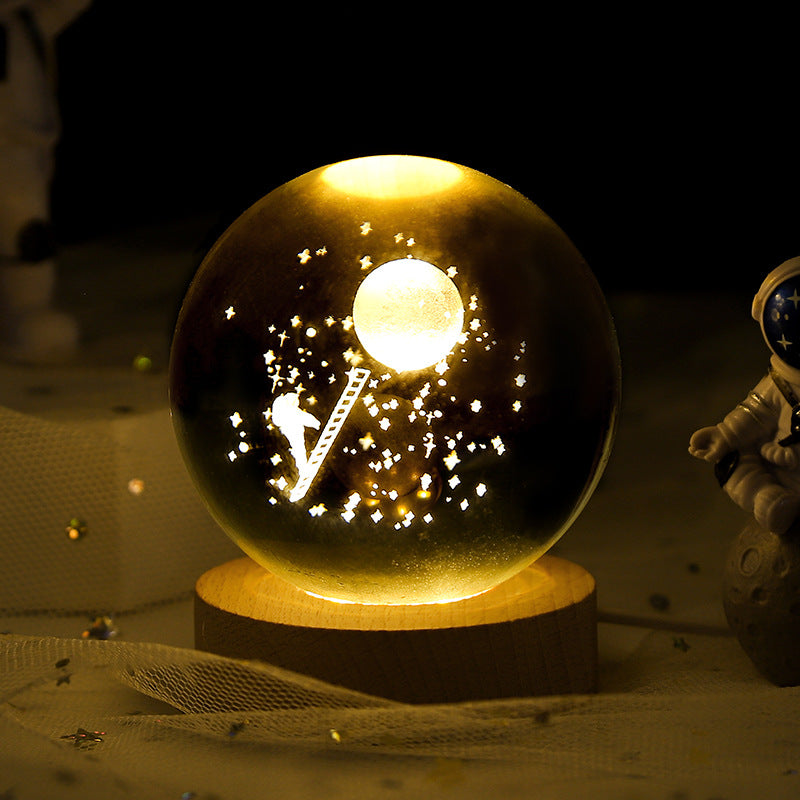 Luminous Starry Sky And Planets Moon Moon Crystal Ball Night Lamp