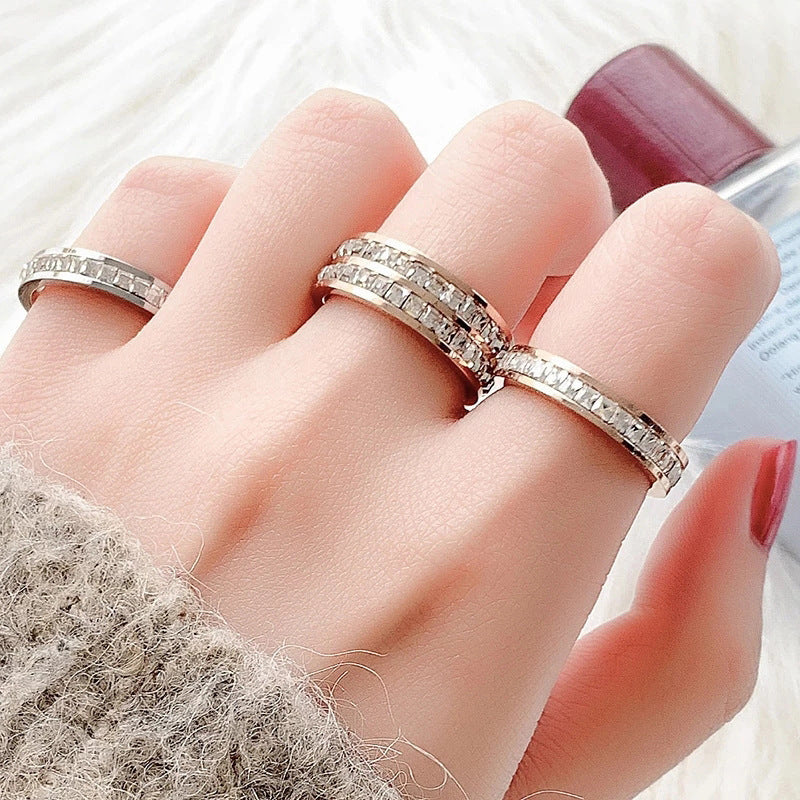 INS Rings Titanium Steel Diamond Ring