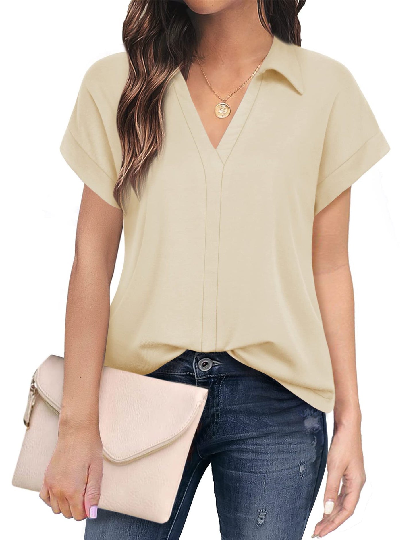 Casual Women's Polyester Short Sleeve Shirt