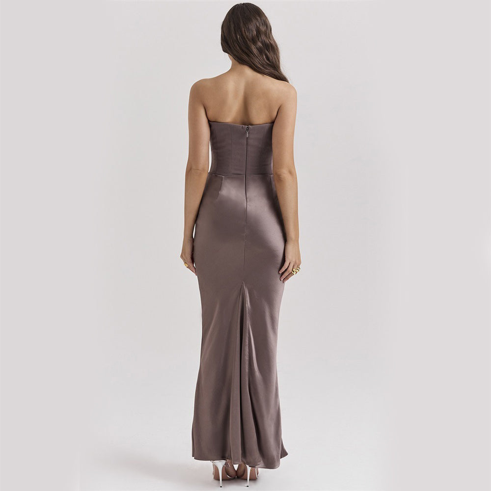Slim Tube Top Long Dress Sexy Fashion Bandeau Backless