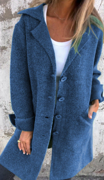 Lapel Single Breasted Cardigan With Pockets Fashion