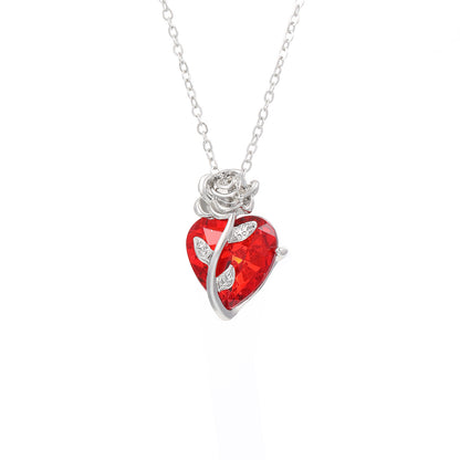 Punk Rose Love Necklace Fashion Personality Heart-shaped