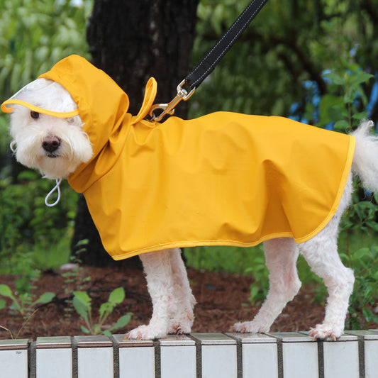 Dog Raincoat Transparent Brim Pet Poncho With Bellyband