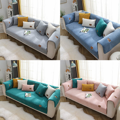 Modern Solid Color Winter Lamb Wool Sofa Towel Thicken Plush Soft