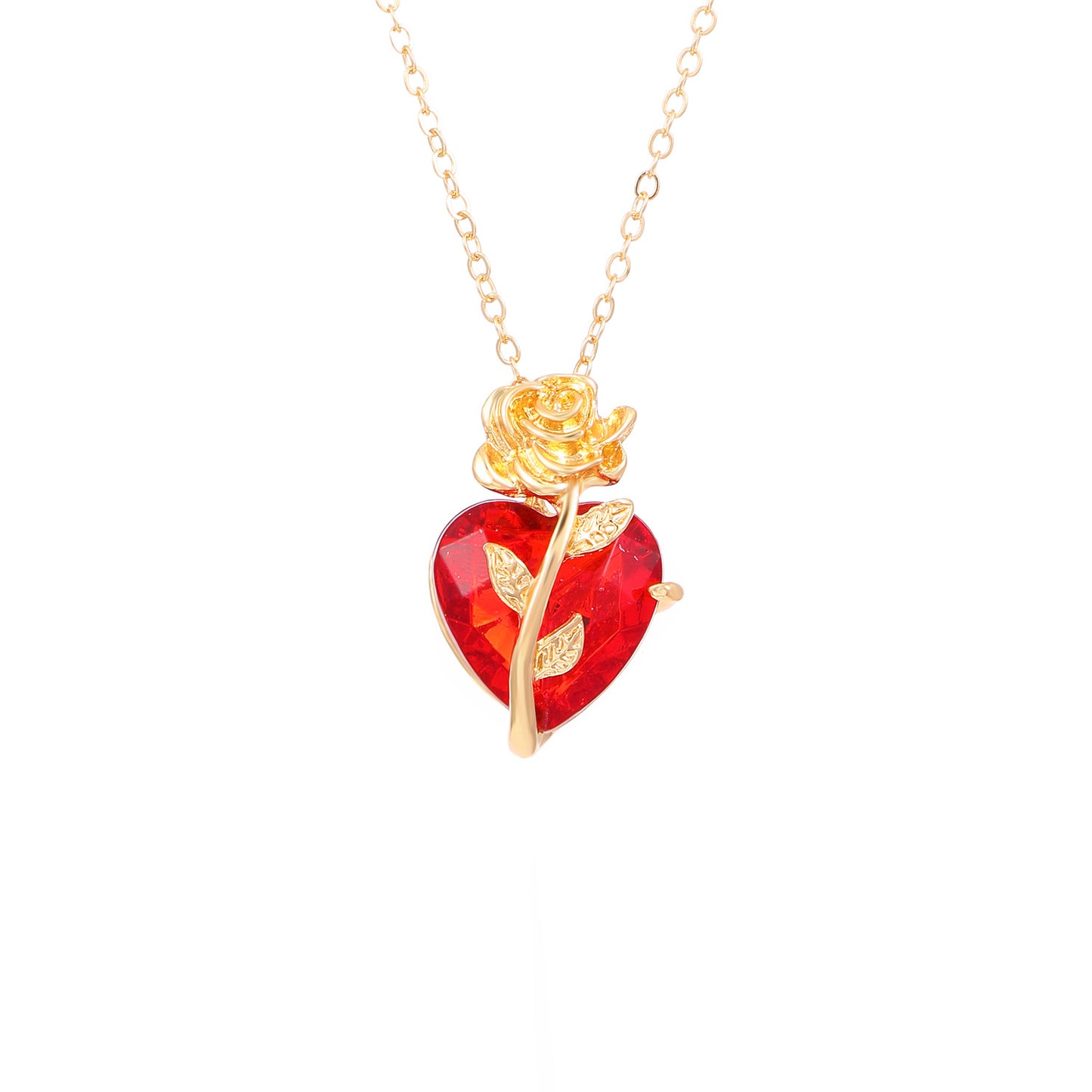 Punk Rose Love Necklace Fashion Personality Heart-shaped