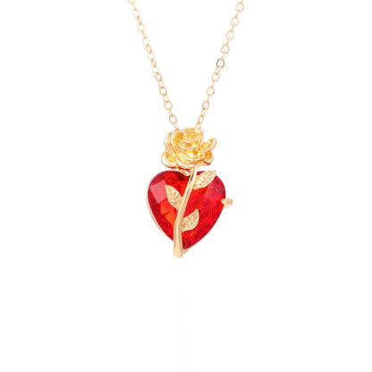 Punk Rose Love Necklace Fashion Personality Heart-shaped