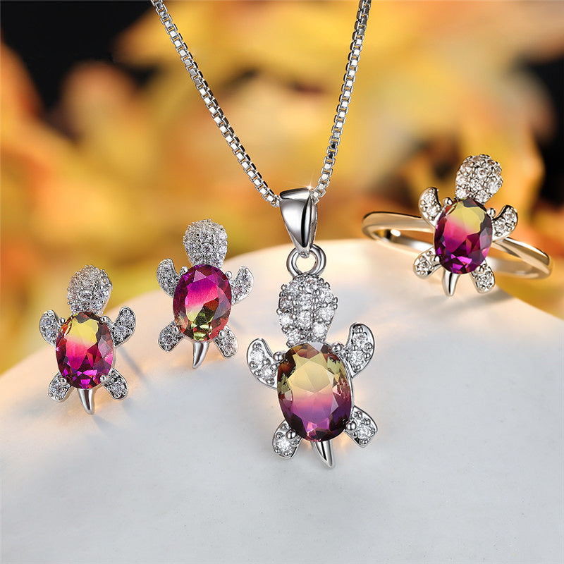 Fashion Oval Zircon Pendant Turtle Shape Necklaces