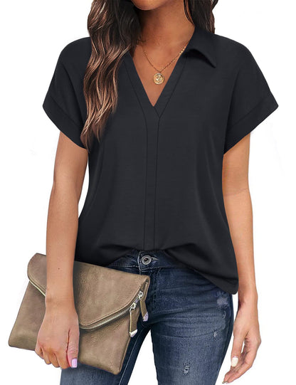 Casual Women's Polyester Short Sleeve Shirt