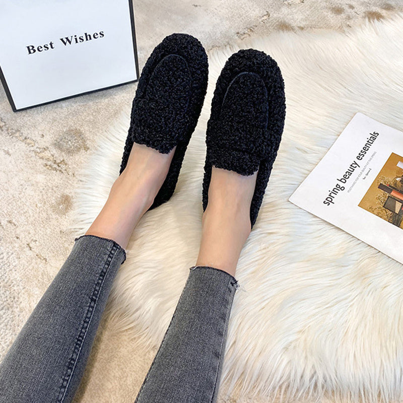 Winter Plush Flats Shoes Ins Fashion Slip On Loafers
