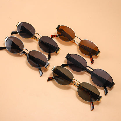 Women's Metal Retro Oval Sunglasses