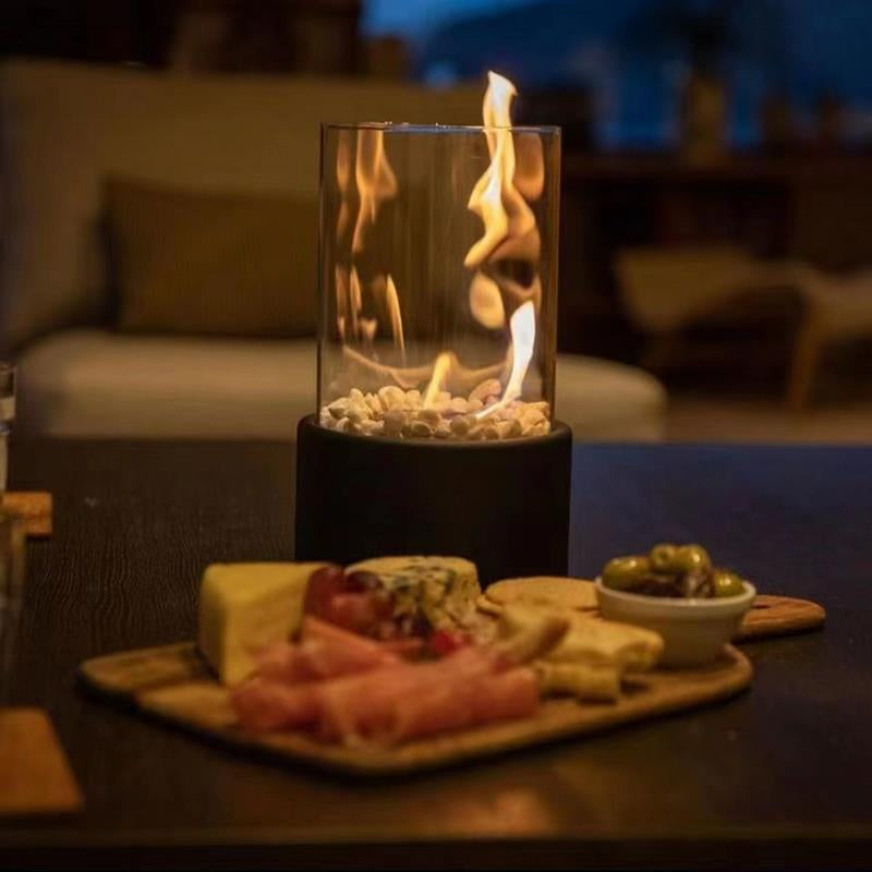 Portable Glass Decorative Alcohol Fireplace Table Lamp Desktop